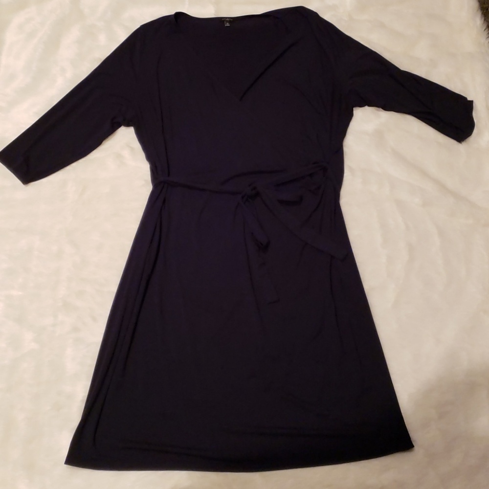 Talbots 3X Navy Jersey Faux Wrap Dress